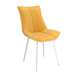 Обеденный стул Фло, велюр тенерифе куркума/Цвет металл белый в Тюмени