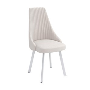 Обеденный стул Лион, велюр тенерифе крем/Цвет металл белый в Тюмени