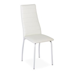 Обеденный стул Волна, прошивка горизонтально, каркас металл белый, экотекс белый в Тюмени
