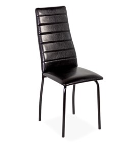 Обеденный стул Волна, прошивка горизонтально, каркас металл черный, Аттика черный в Тюмени