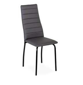 Кухонный стул Волна, прошивка горизонтально, каркас металл черный, экотекс серый в Тюмени