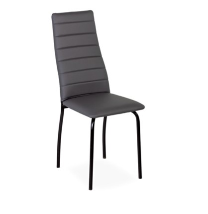 Кухонный стул Волна, прошивка горизонтально, каркас металл черный, экотекс серый в Тюмени - изображение