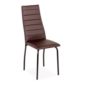 Кухонный стул Волна, прошивка горизонтально, каркас металл черный, экотекс шоколад в Тюмени