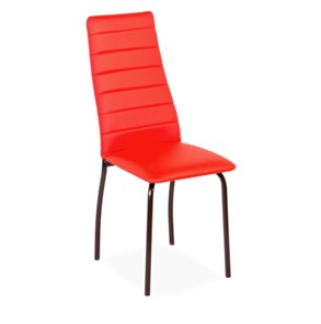 Кухонный стул Волна, прошивка горизонтально, каркас металл коричневый, экотекс красный в Тюмени