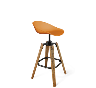Барный стул SHT-ST19/S93 (оранжевый/брашированный коричневый/черный муар) в Тюмени