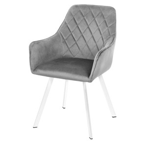 Мягкий стул-кресло Мадрид СРП-056 эмаль белая Дрим серый в Тюмени