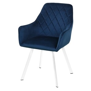 Кухонный мягкий стул-кресло Мадрид СРП-056 эмаль белая Веллюто темно-синий в Тюмени - предосмотр
