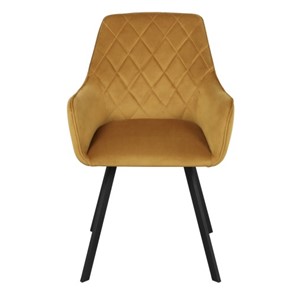 Мягкий стул-кресло Мадрид СРП-056 эмаль черная Веллюто горчичный в Тюмени - предосмотр
