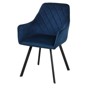 Кухонный мягкий стул-кресло Мадрид СРП-056 эмаль черная Веллюто темно-синий в Тюмени - предосмотр