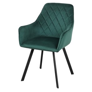 Мягкий кухонный стул-кресло Мадрид СРП-056 эмаль черная Веллюто темно-зеленый в Тюмени - предосмотр