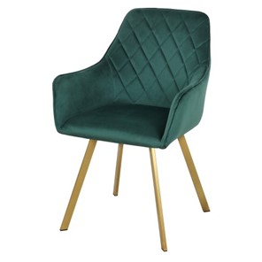 Мягкий кухонный стул-кресло Мадрид СРП-056 эмаль голд веллюто темно-зеленый в Тюмени - предосмотр
