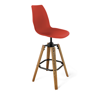 Барный стул SHT-ST29/S93 (красный ral 3020/брашированный коричневый/черный муар) в Тюмени