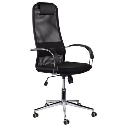 Офисное кресло Brabix Premium Pilot EX-610 CH (хром, ткань-сетка, черное) 532417 в Тюмени - изображение