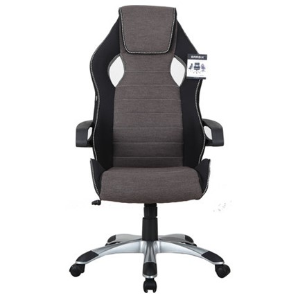 Кресло компьютерное Brabix Techno GM-002 (ткань, черное/серое, вставки белые) в Тюмени - изображение