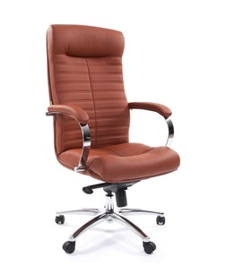 Кресло CHAIRMAN 480 Экокожа Terra 111 (коричневая) в Тюмени