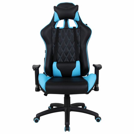 Кресло Brabix GT Master GM-110 (две подушки, экокожа, черное/голубое) 531928 в Тюмени - изображение