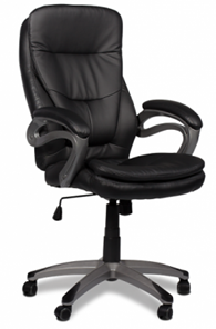 Офисное кресло ДамОфис J 9302 экокожа /пластик, черный в Тюмени