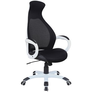 Кресло компьютерное Brabix Premium Genesis EX-517 (пластик белый, ткань/экокожа/сетка черная) в Тюмени