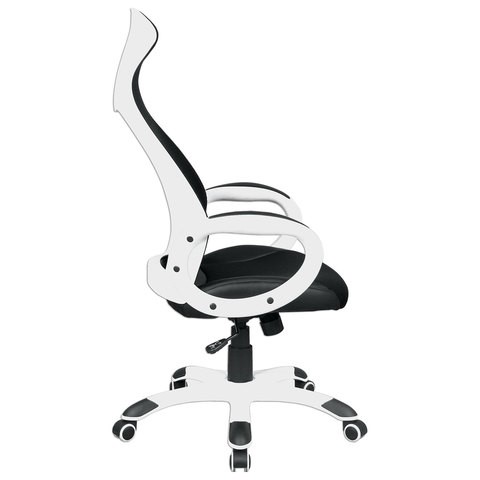 Кресло компьютерное Brabix Premium Genesis EX-517 (пластик белый, ткань/экокожа/сетка черная) в Тюмени - изображение 1