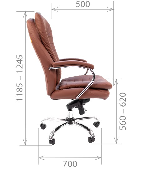 Кресло офисное CHAIRMAN 795 кожа, цвет коричневый в Заводоуковске - изображение 2