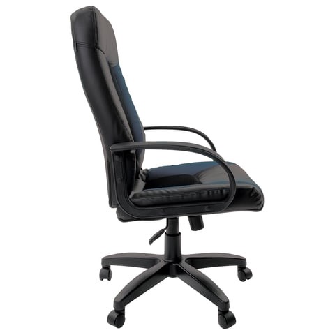 Кресло офисное Brabix Strike EX-525 (экокожа черная/синяя, ткань серая, TW) в Заводоуковске - изображение 1
