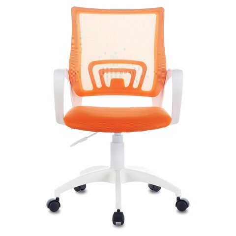Офисное кресло Brabix Fly MG-396W (с подлокотниками, пластик белый, сетка, оранжевое) в Заводоуковске - изображение 1