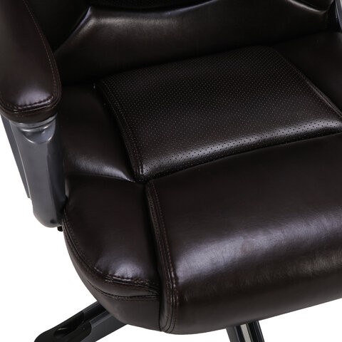 Кресло компьютерное Brabix Premium Favorite EX-577 (пружинный блок, рециклир. кожа, коричневое) 531936 в Тюмени - изображение 7