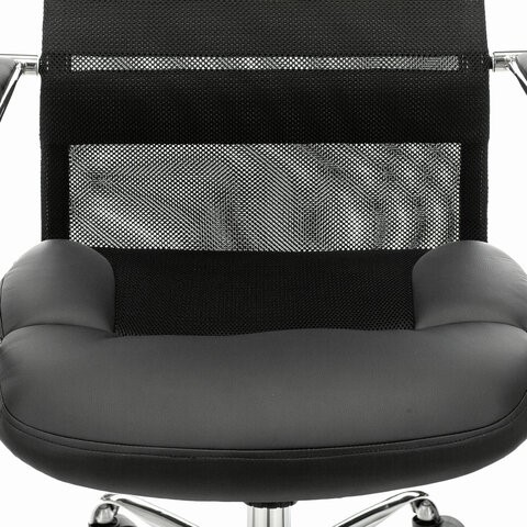 Офисное кресло Brabix Premium Stalker EX-608 CH (хром, ткань-сетка/кожзам, черное) 532091 в Тюмени - изображение 6