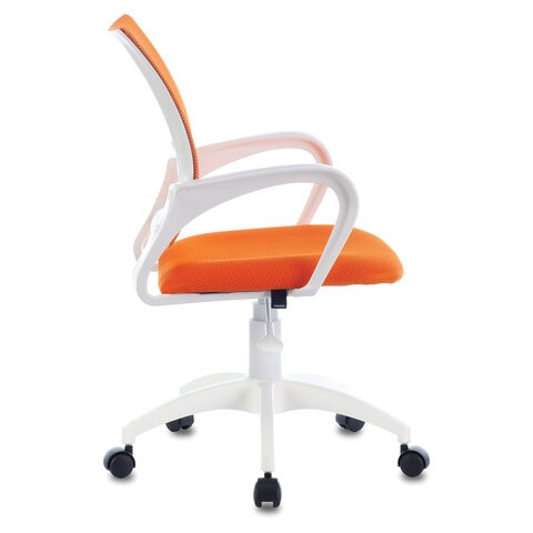 Офисное кресло Brabix Fly MG-396W (с подлокотниками, пластик белый, сетка, оранжевое) в Тюмени - изображение 2