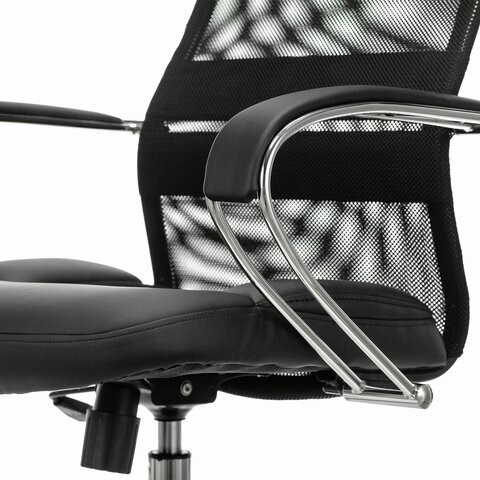 Офисное кресло Brabix Premium Stalker EX-608 CH (хром, ткань-сетка/кожзам, черное) 532091 в Тюмени - изображение 3