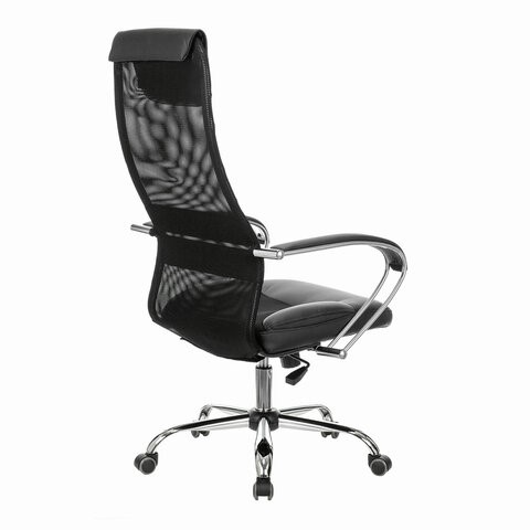 Офисное кресло Brabix Premium Stalker EX-608 CH (хром, ткань-сетка/кожзам, черное) 532091 в Заводоуковске - изображение 9