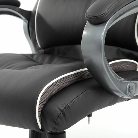 Кресло компьютерное Brabix Premium Strong HD-009 (экокожа черная, ткань серая) 531945 в Тюмени - изображение 9