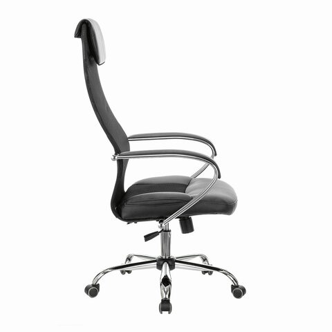 Офисное кресло Brabix Premium Stalker EX-608 CH (хром, ткань-сетка/кожзам, черное) 532091 в Тюмени - изображение 8