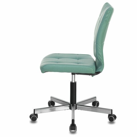 Офисное кресло Brabix Stream MG-314 (без подлокотников, пятилучие серебристое, экокожа, серо-голубое) 532079 в Тюмени - изображение 3
