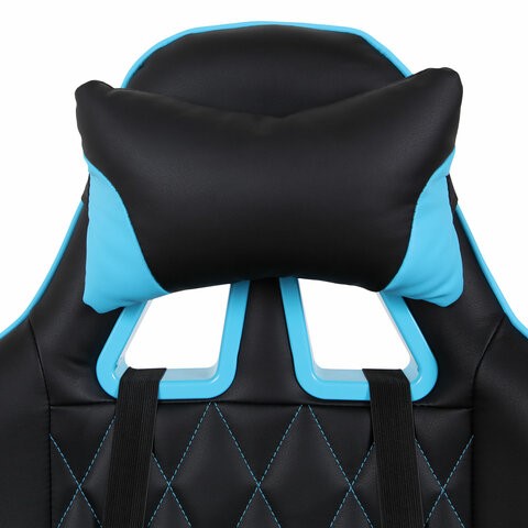 Кресло Brabix GT Master GM-110 (две подушки, экокожа, черное/голубое) 531928 в Заводоуковске - изображение 5
