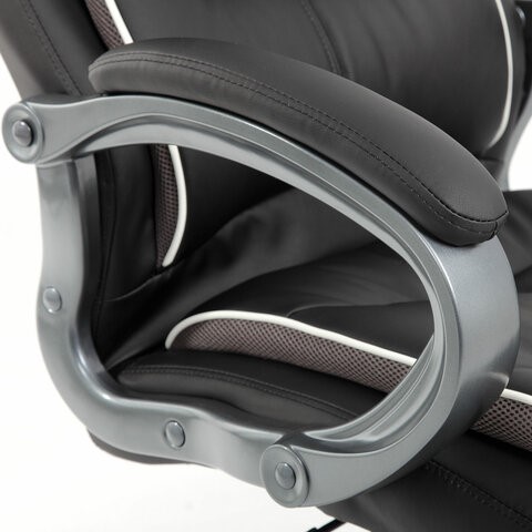 Кресло компьютерное Brabix Premium Strong HD-009 (экокожа черная, ткань серая) 531945 в Заводоуковске - изображение 7