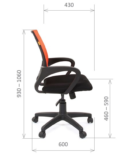 Кресло CHAIRMAN 696 black Сетчатый акрил DW66 оранжевый в Заводоуковске - изображение 2