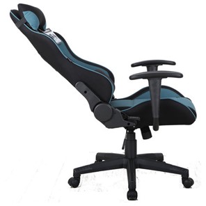 Кресло компьютерное Brabix GT Racer GM-100 (две подушки, ткань, черное/голубое) в Заводоуковске - предосмотр 3