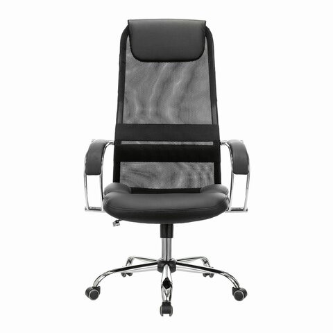 Офисное кресло Brabix Premium Stalker EX-608 CH (хром, ткань-сетка/кожзам, черное) 532091 в Тюмени - изображение 1