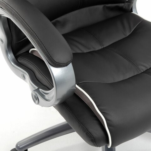 Кресло компьютерное Brabix Premium Strong HD-009 (экокожа черная, ткань серая) 531945 в Тюмени - изображение 8