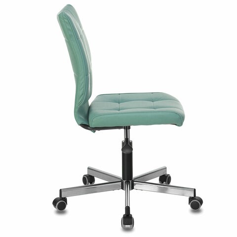Офисное кресло Brabix Stream MG-314 (без подлокотников, пятилучие серебристое, экокожа, серо-голубое) 532079 в Тюмени - изображение 1