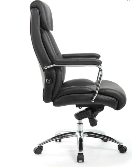 Кресло компьютерное Brabix Premium Phaeton EX-502 (натуральная кожа, хром, черное) в Тюмени - изображение 1