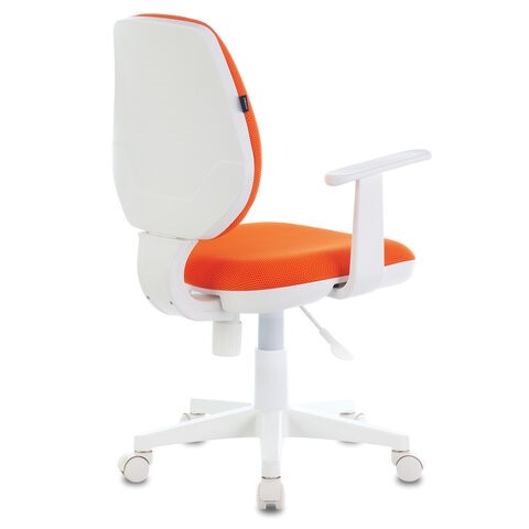 Кресло компьютерное Brabix Fancy MG-201W (с подлокотниками, пластик белый, оранжевое) в Заводоуковске - изображение 2