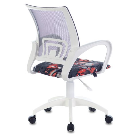 Офисное кресло Brabix Fly MG-396W (с подлокотниками, пластик белый, сетка, серое с рисунком "Graffity") 532404 в Заводоуковске - изображение 2