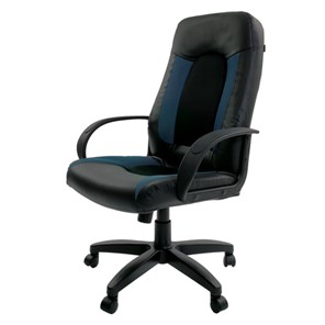 Кресло офисное Brabix Strike EX-525 (экокожа черная/синяя, ткань серая, TW) в Заводоуковске - предосмотр 3