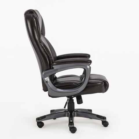 Кресло компьютерное Brabix Premium Favorite EX-577 (пружинный блок, рециклир. кожа, коричневое) 531936 в Тюмени - изображение 1