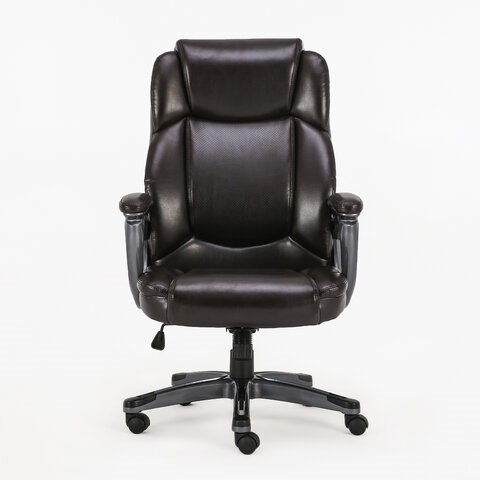Кресло компьютерное Brabix Premium Favorite EX-577 (пружинный блок, рециклир. кожа, коричневое) 531936 в Тюмени - изображение 2
