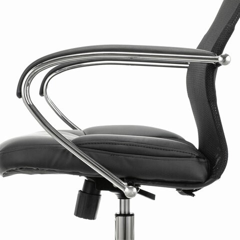Офисное кресло Brabix Premium Stalker EX-608 CH (хром, ткань-сетка/кожзам, черное) 532091 в Тюмени - изображение 2