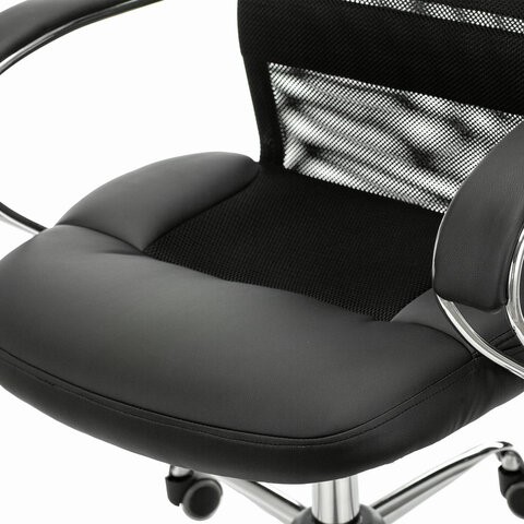 Офисное кресло Brabix Premium Stalker EX-608 CH (хром, ткань-сетка/кожзам, черное) 532091 в Тюмени - изображение 5