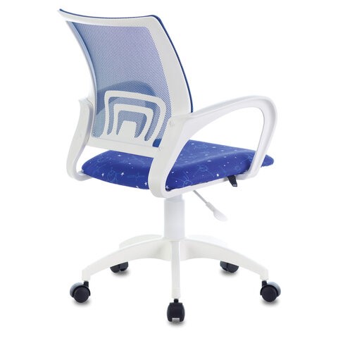 Офисное кресло Brabix Fly MG-396W (с подлокотниками, пластик белый, сетка, темно-синее с рисунком "Space") 532405 в Тюмени - изображение 1